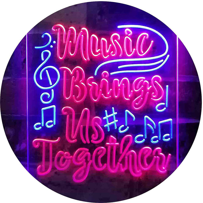 Musician Gift Music Brings Us Together Quote LED Light Sign - Way Up Gifts