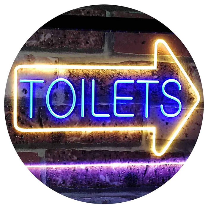 Restrooms Arrow Right Toilets LED Light Sign - Way Up Gifts