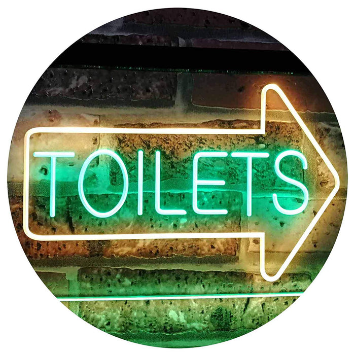 Restrooms Arrow Right Toilets LED Light Sign - Way Up Gifts