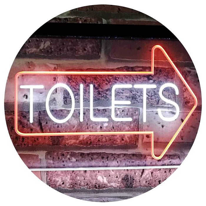 Restrooms Arrow Right Toilets LED Light Sign - Way Up Gifts