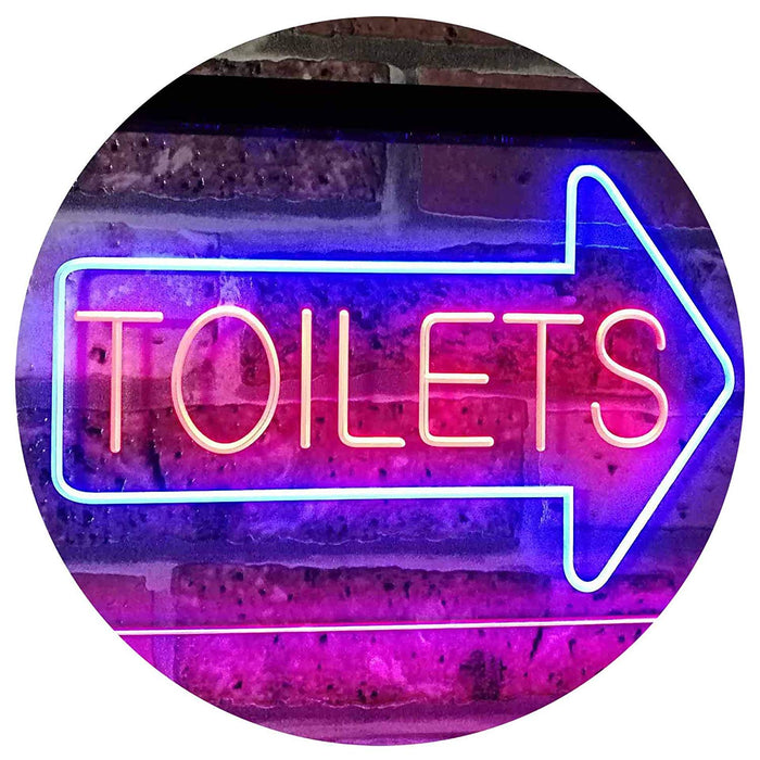 Restrooms Arrow Right Toilets LED Light Sign - Way Up Gifts
