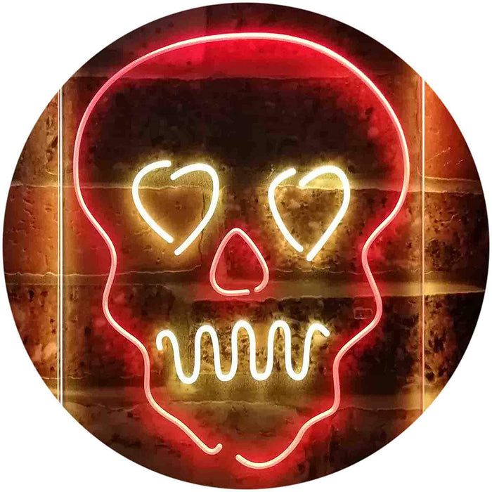 Skull Head Heart Eyes LED Light Sign - Way Up Gifts