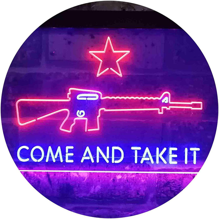 Come and Take It Gun Star Military Army LED Light Sign - Way Up Gifts