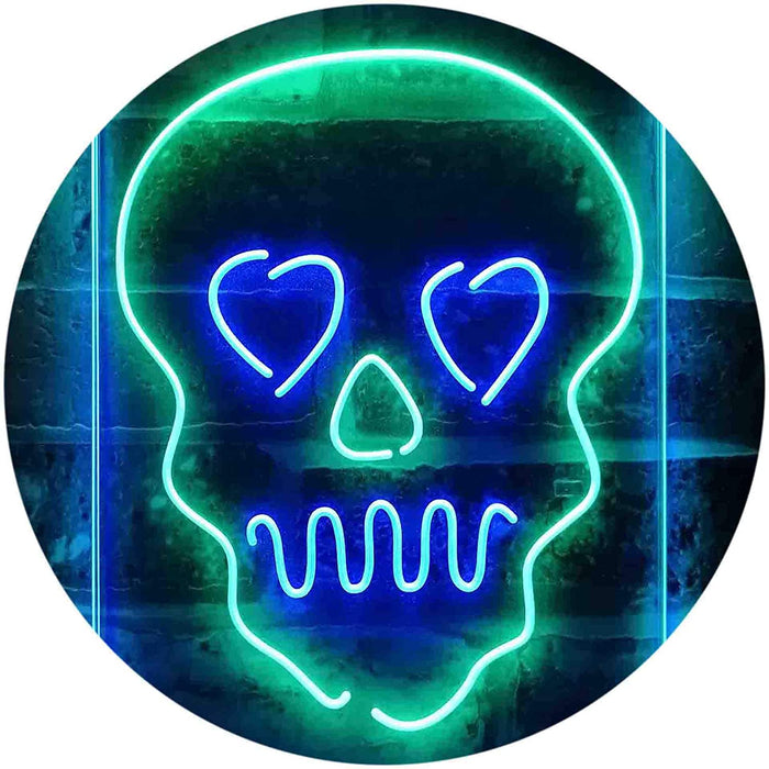 Skull Head Heart Eyes LED Light Sign - Way Up Gifts