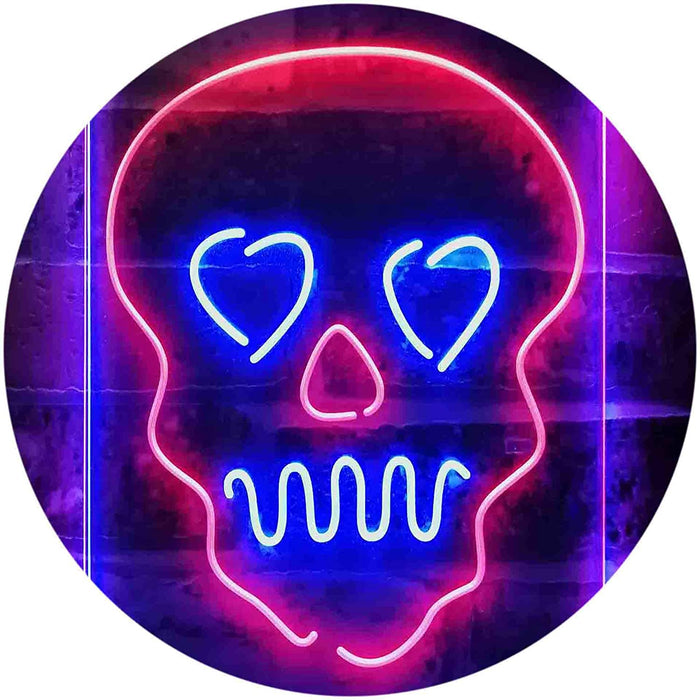 Skull Head Heart Eyes LED Light Sign - Way Up Gifts