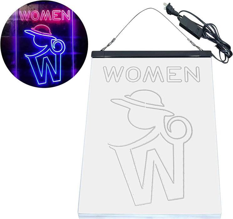 Retro Women Toilet Restroom LED Light Sign - Way Up Gifts