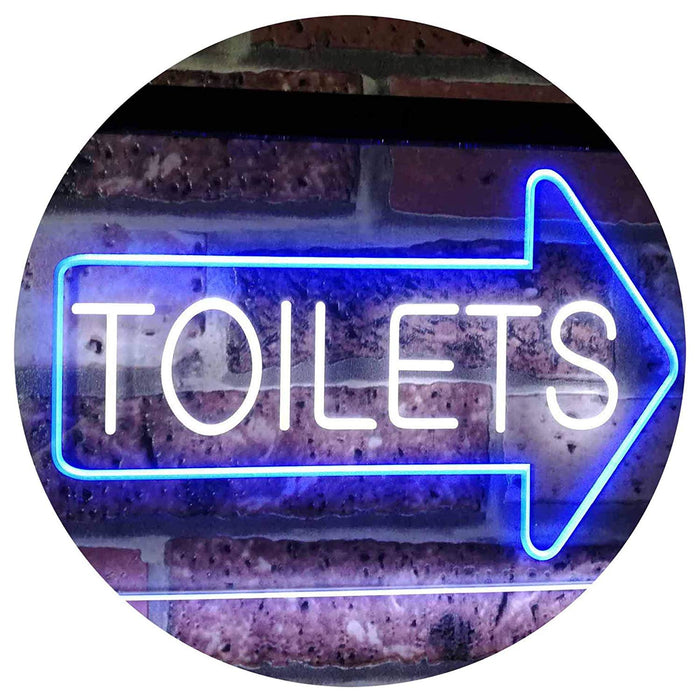 Restrooms Arrow Right Toilets LED Light Sign - Way Up Gifts