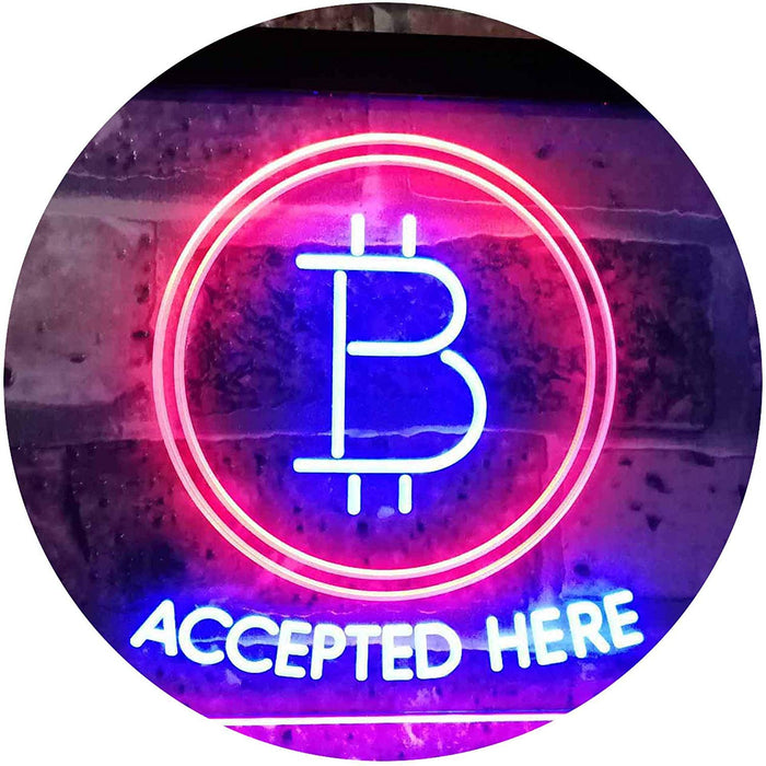 Bitcoin Accepted Here LED Light Sign - Way Up Gifts