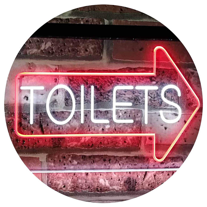 Restrooms Arrow Right Toilets LED Light Sign - Way Up Gifts