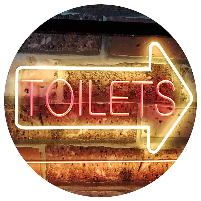 Restrooms Arrow Right Toilets LED Light Sign - Way Up Gifts
