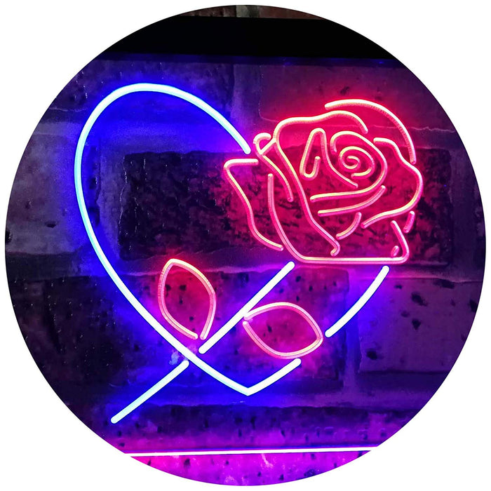 Rose Flower & Heart LED Light Sign - Way Up Gifts