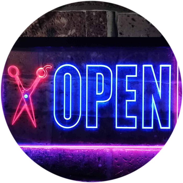 Barber Scissors Hair Cuts Open LED Light Sign - Way Up Gifts