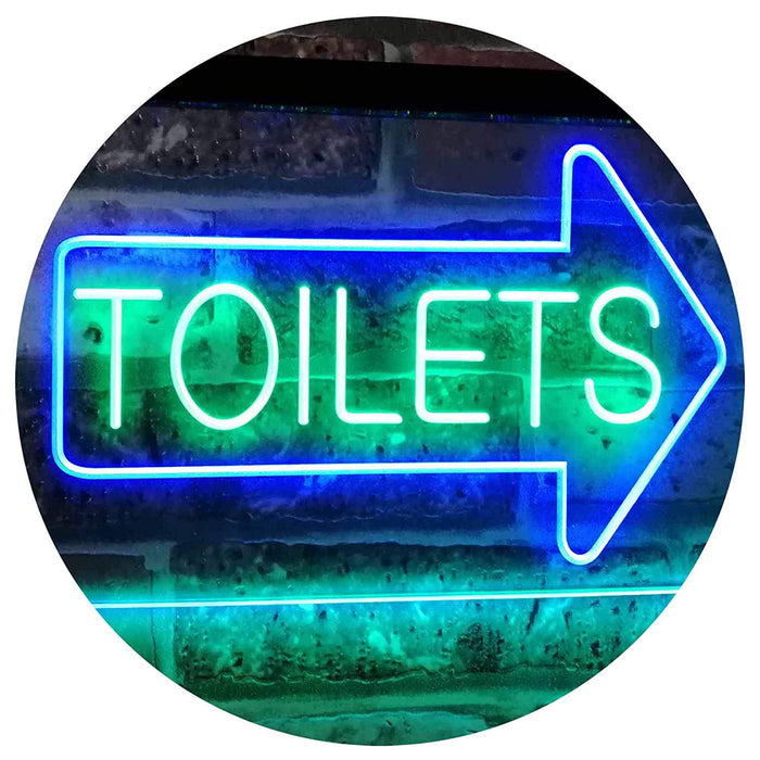 Restrooms Arrow Right Toilets LED Light Sign - Way Up Gifts