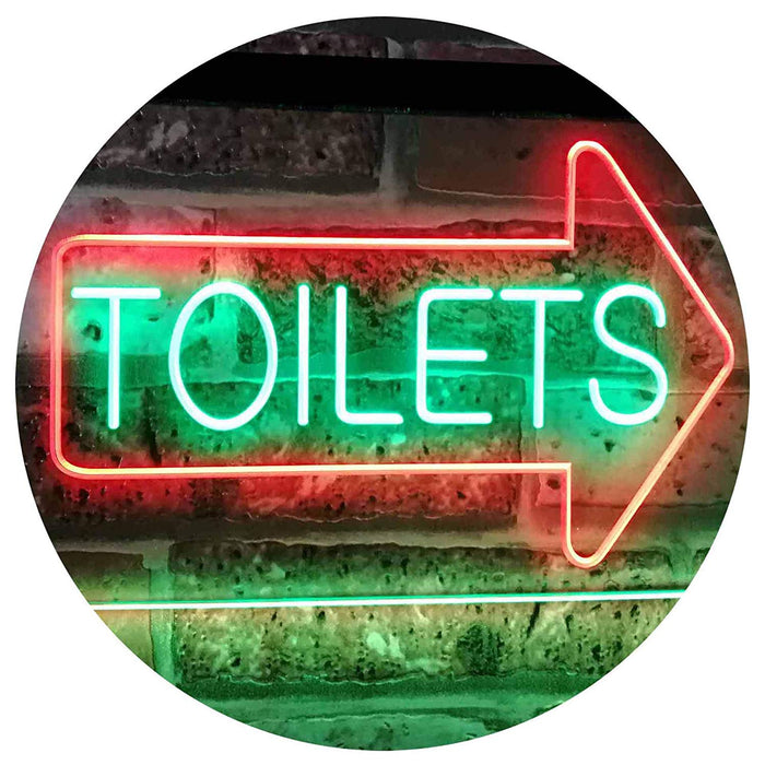 Restrooms Arrow Right Toilets LED Light Sign - Way Up Gifts