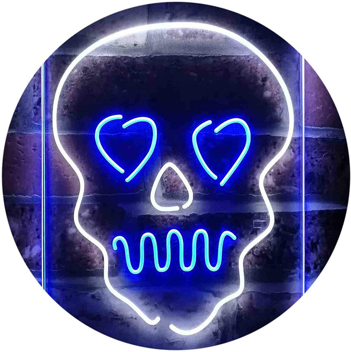 Skull Head Heart Eyes LED Light Sign - Way Up Gifts