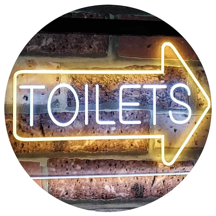 Restrooms Arrow Right Toilets LED Light Sign - Way Up Gifts