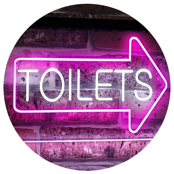 Restrooms Arrow Right Toilets LED Light Sign - Way Up Gifts