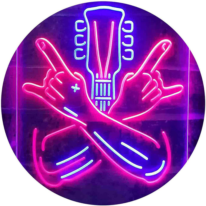 Musician Rock Hands Guitarist Metal Hard Rock Music LED Light Sign - Way Up Gifts