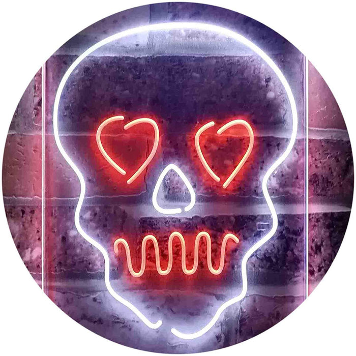 Skull Head Heart Eyes LED Light Sign - Way Up Gifts