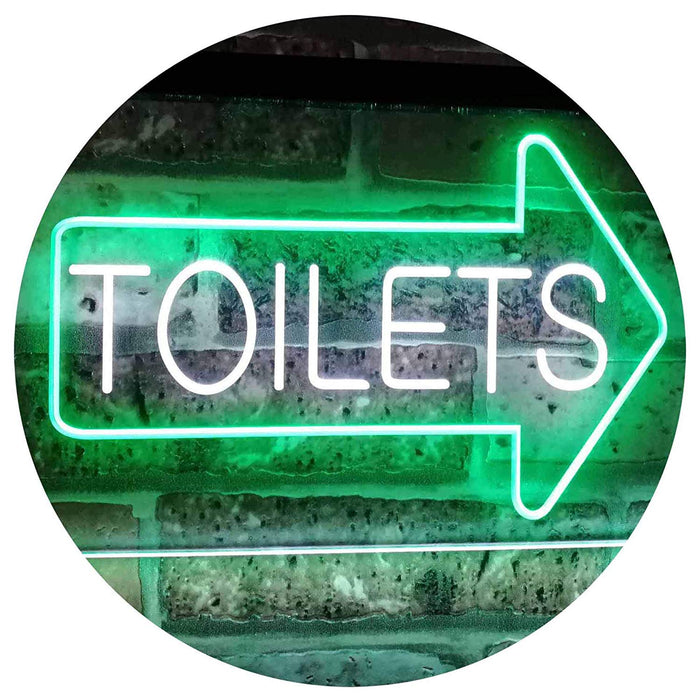 Restrooms Arrow Right Toilets LED Light Sign - Way Up Gifts
