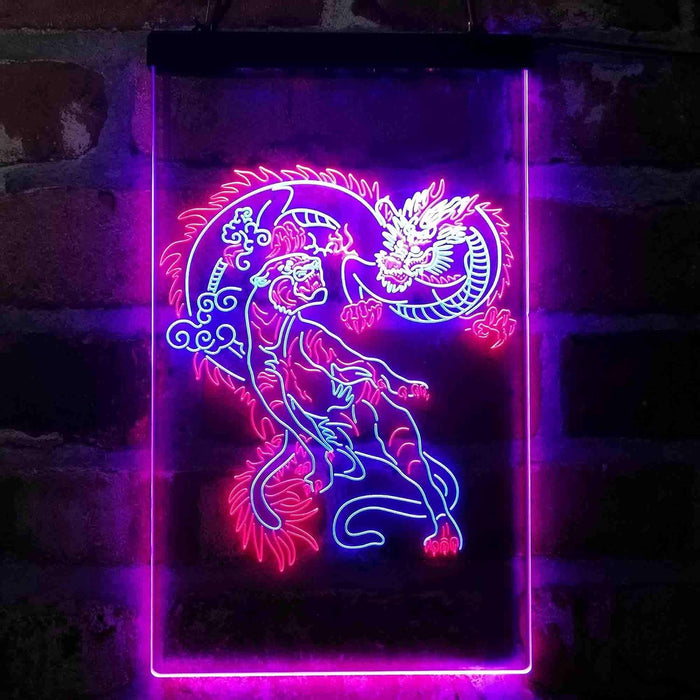Tiger and Dragon Fight Man Cave Room Garage LED Light Sign - Way Up Gifts