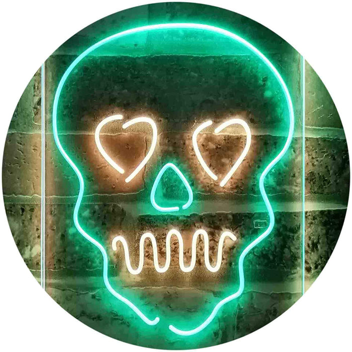 Skull Head Heart Eyes LED Light Sign - Way Up Gifts