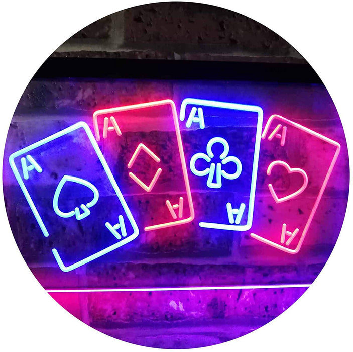 Four Aces Poker Casino LED Light Sign - Way Up Gifts