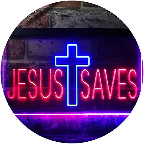 Cross Jesus Saves LED Light Sign - Way Up Gifts