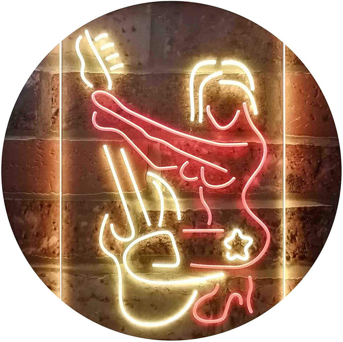 Sexy Girl Playing Guitar Music LED Light Sign - Way Up Gifts