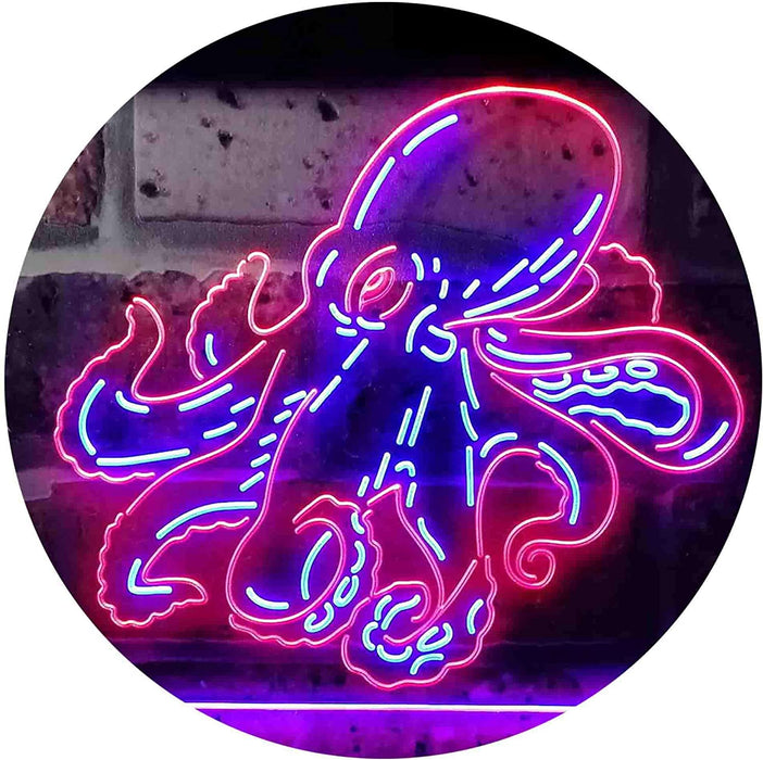 Sea Life Man Cave Ocean Decor Octopus LED Light Sign - Way Up Gifts