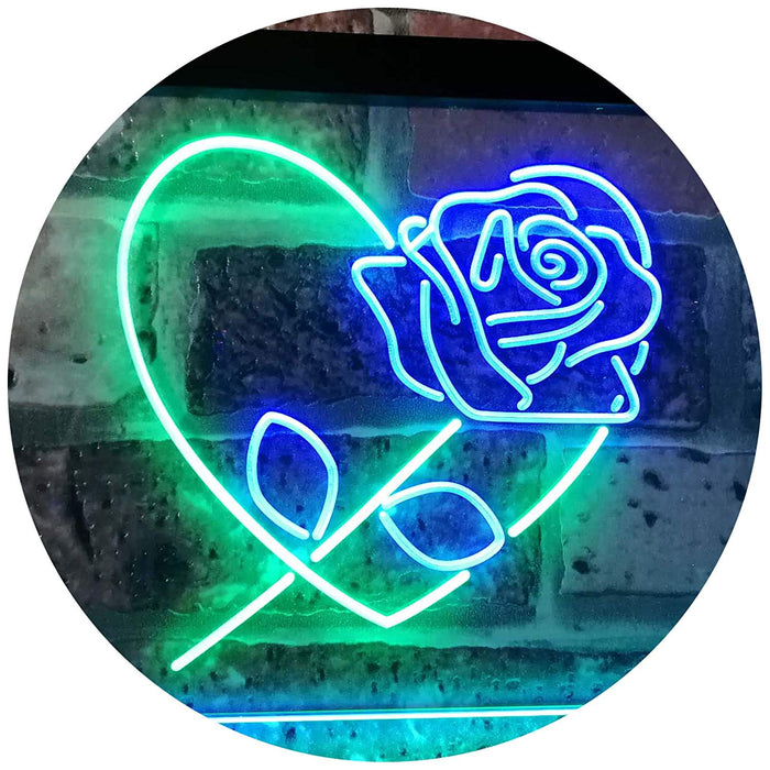 Rose Flower & Heart LED Light Sign - Way Up Gifts