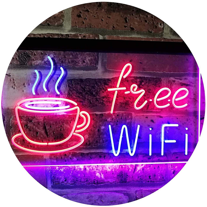 Free Wi-Fi Coffee LED Light Sign - Way Up Gifts