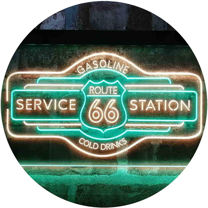 Route 66 Gasoline Station Cold Drinks LED Light Sign - Way Up Gifts