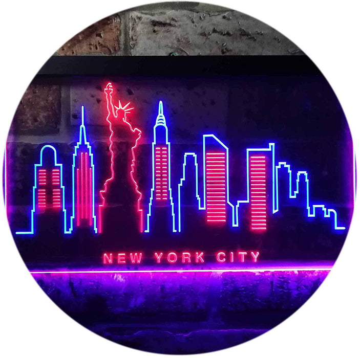 New York City Skyline Statue of Liberty LED Light Sign - Way Up Gifts