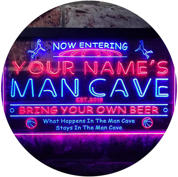 Personalized Sports Basketball Theme Man Cave LED Light Sign - Way Up Gifts