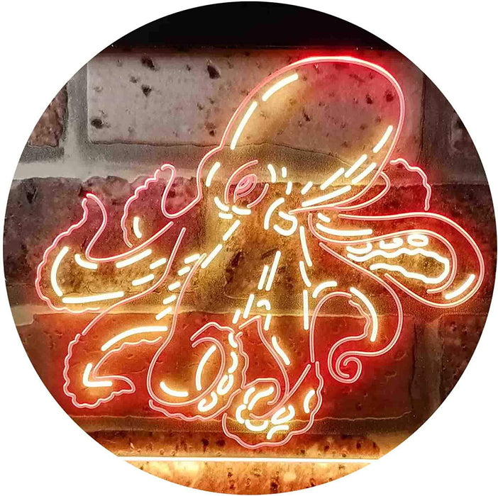 Sea Life Man Cave Ocean Decor Octopus LED Light Sign - Way Up Gifts