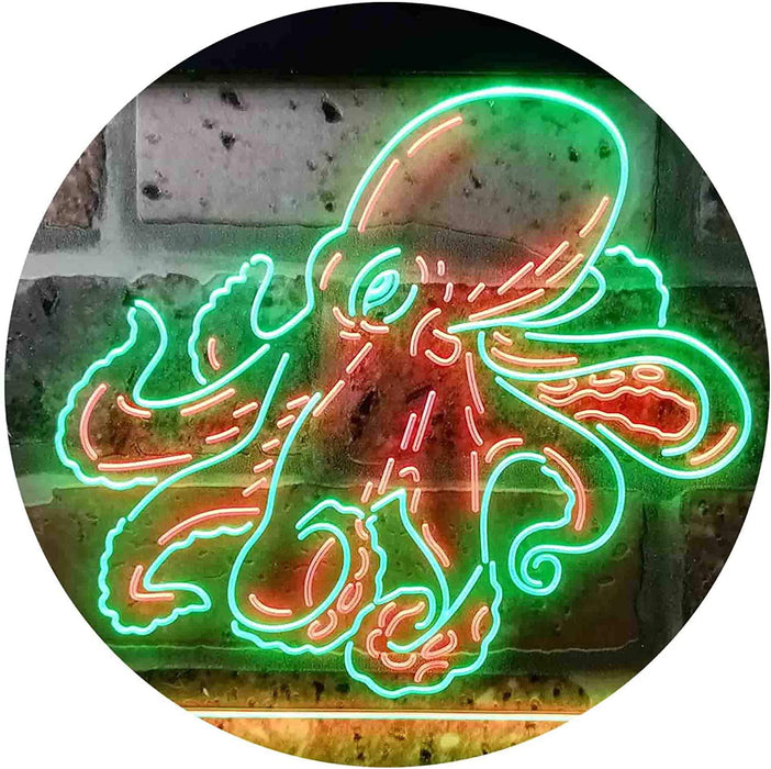 Sea Life Man Cave Ocean Decor Octopus LED Light Sign - Way Up Gifts