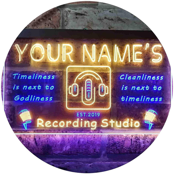 Personalized Recording Studio LED Light Sign - Way Up Gifts