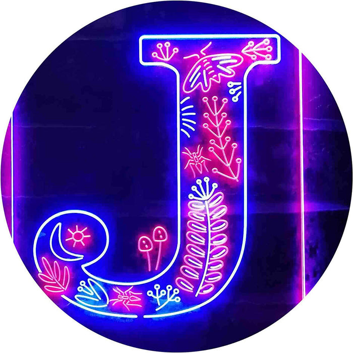 Family Name Letter J Monogram Initial LED Light Sign - Way Up Gifts