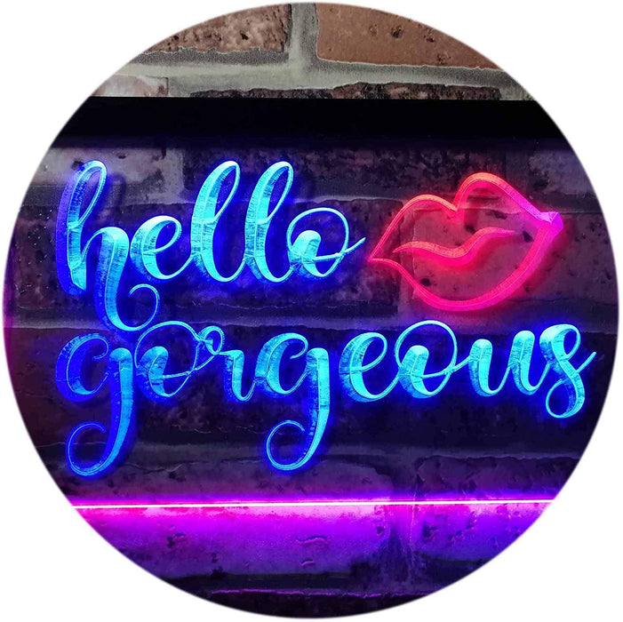 Lips Hello Gorgeous LED Light Sign - Way Up Gifts