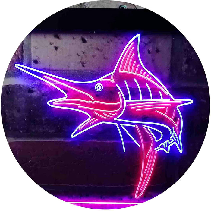 Deep Sea Fishing Blue Marlin Fish LED Light Sign - Way Up Gifts