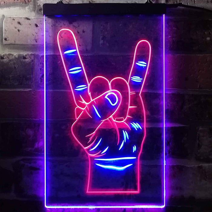 Rock n Roll Hand Sign of the Horns LED Light Sign - Way Up Gifts