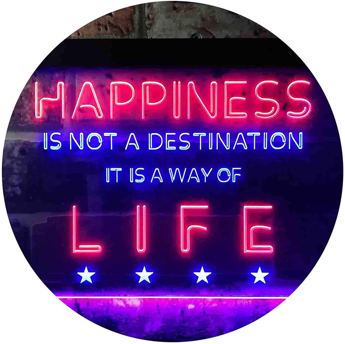 Happiness is a Way of Life Quotes Bedroom Decor LED Light Sign - Way Up Gifts