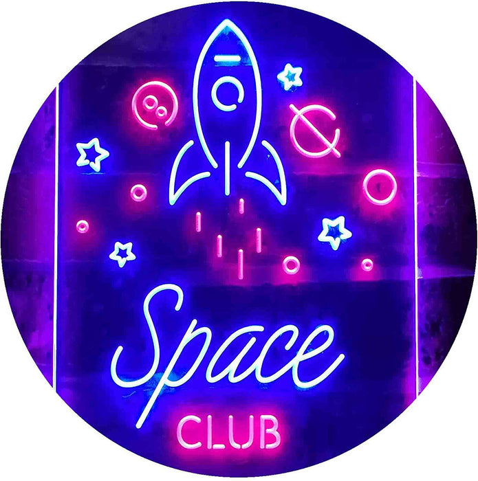 Rocket Space Club Kids Room Decor LED Light Sign - Way Up Gifts