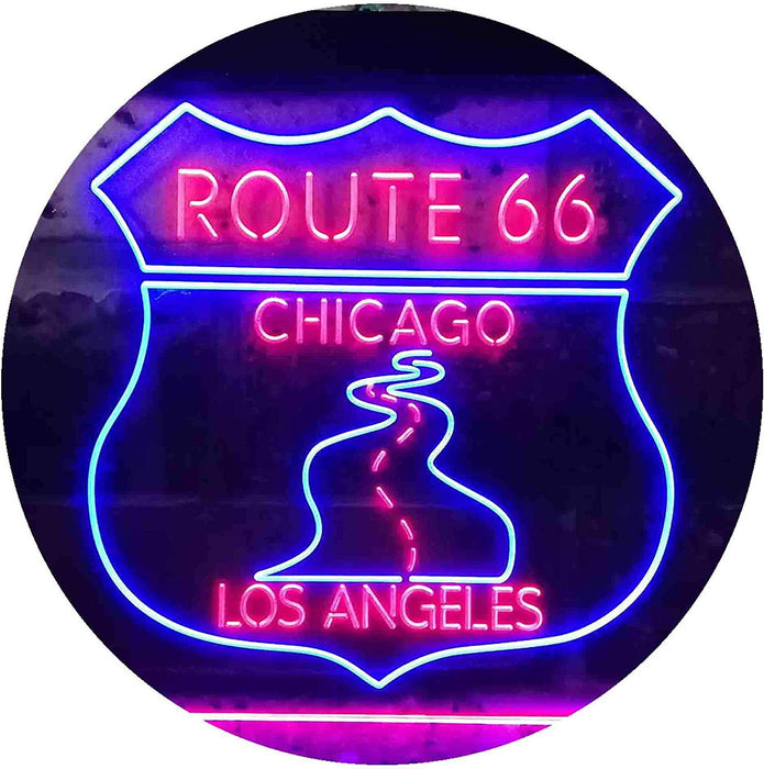 Chicago to Los Angeles Route 66 LED Light Sign - Way Up Gifts