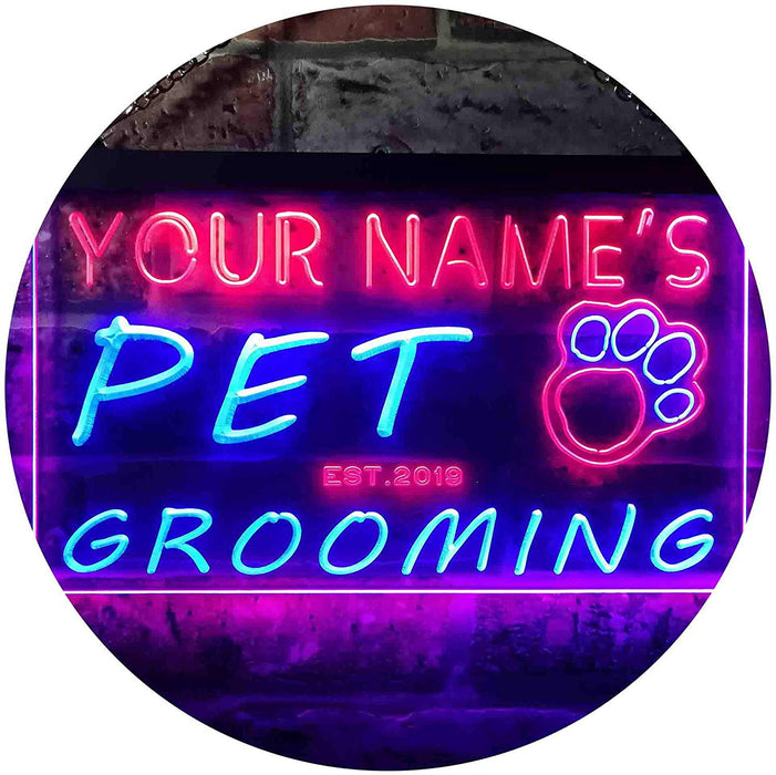 Personalized Paw Print Pet Grooming LED Light Sign - Way Up Gifts