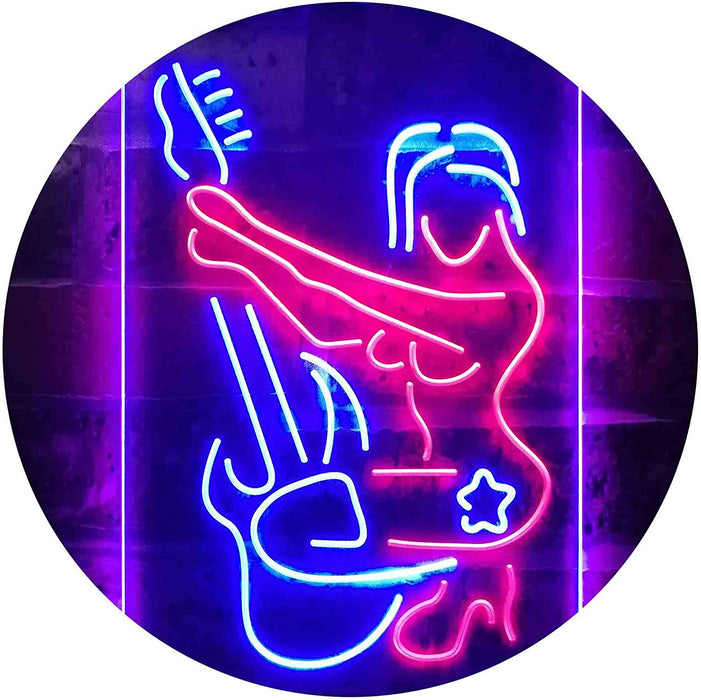 Sexy Girl Playing Guitar Music LED Light Sign - Way Up Gifts
