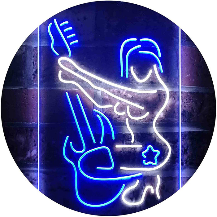 Sexy Girl Playing Guitar Music LED Light Sign - Way Up Gifts