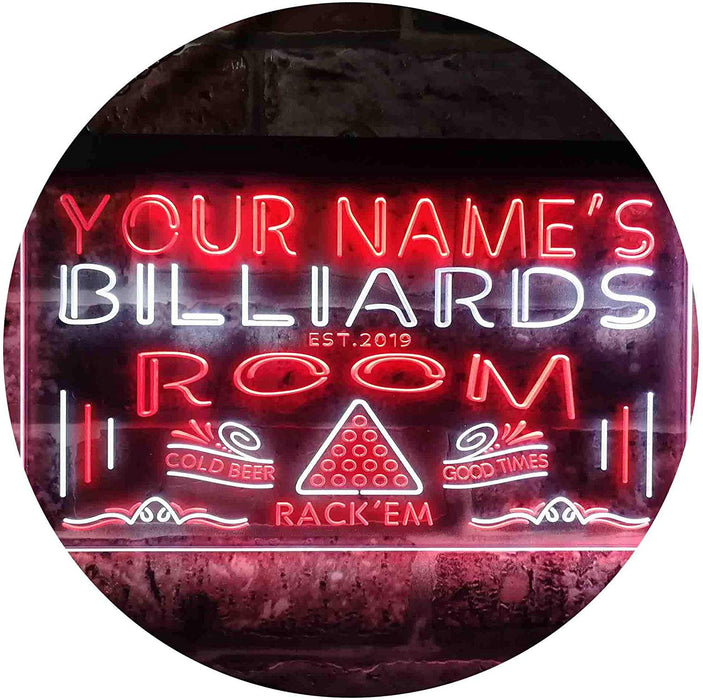 Personalized Pool Billiards Room LED Light Sign - Way Up Gifts