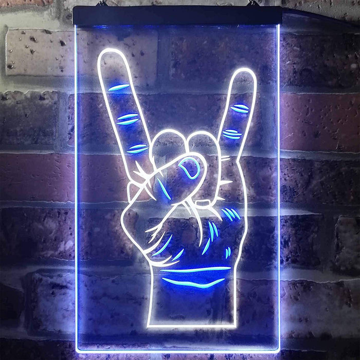 Rock n Roll Hand Sign of the Horns LED Light Sign - Way Up Gifts